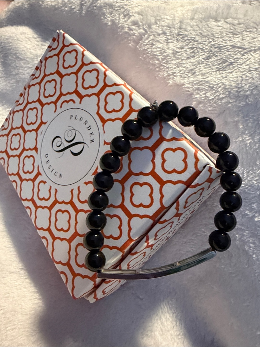 Plunder Black Beaded Bracelet with Silver Accent